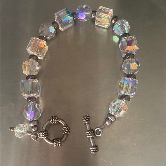 Vintage Aurora Borealis Crystal Bead 8” Bracelet‎ - Picture 2 of 4